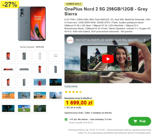 OnePlus Nord 2 5G 12/256 GB promocja cena