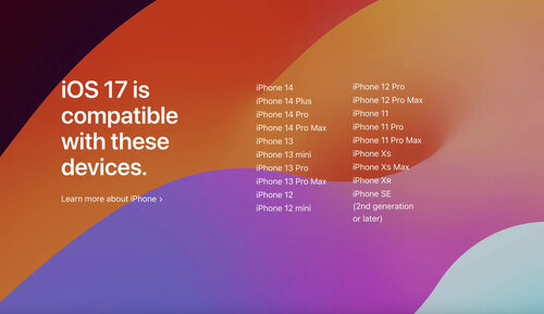 iOS 17 lista Apple iPhone z aktualizacją
