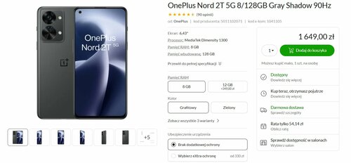 OnePlus Nord 2T 5G 8/128 GB promocja cena
