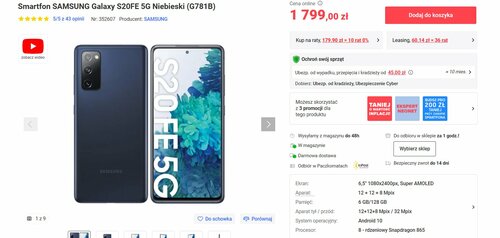 Samsung Galaxy S20 FE 5G 6 128 GB polska promocja okazyjna cena opinia czy warto 2023