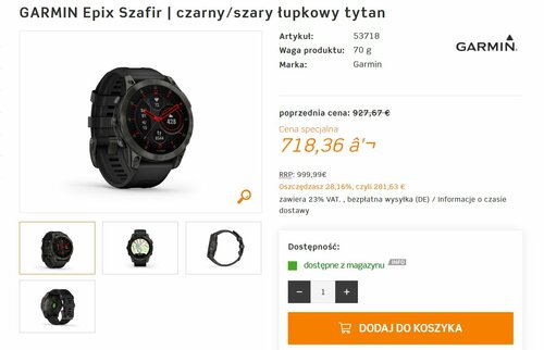 Garmin Epix Gen 2 Sapphire Tytan promocja dobra cena