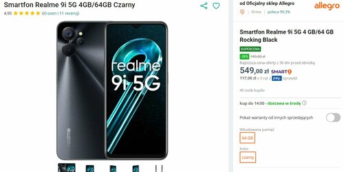 realme 9i 5G promocja Allegro