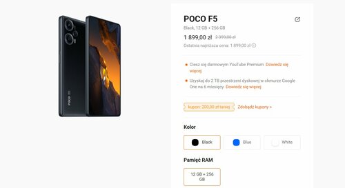 Xiaomi POCO F5 12/256 GB promocja