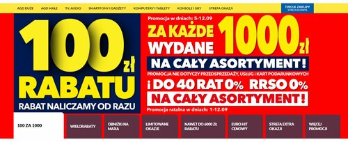 RTV Euro AGD 100 zł rabatu za każde wydane 1000 zł