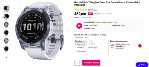 Garmin Fenix 7 Sapphire Solar promocja