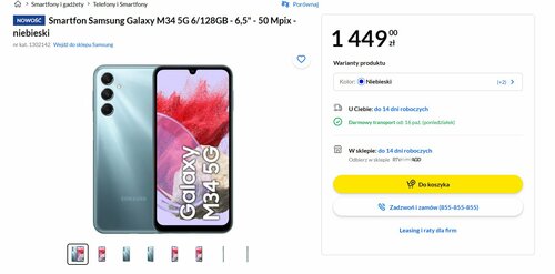 Samsung Galaxy M34 5G 6/128 GB cena w Polsce sklepy gdzie kupić