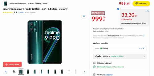 realme 9 Pro 8/128 GB promocja RTV Euro AGD