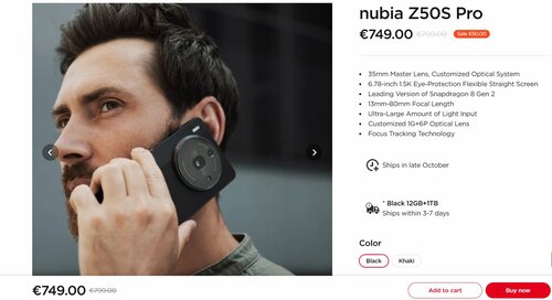 nubia Z50S Pro cena w Europie