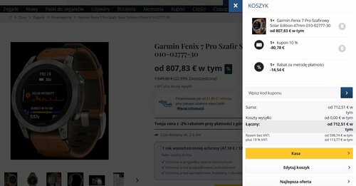 Garmin Fenix 7 Pro Sapphire Solar promocja