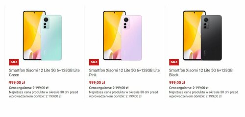 Xiaomi 12 Lite 5G promocja 999 zł