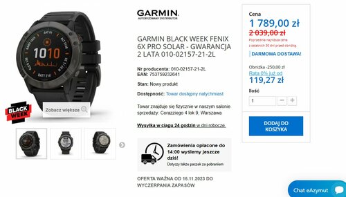 Garmin Fenix 6X Pro Solar polska promocja dobra cena