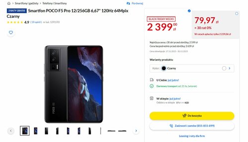 telefon Xiaomi POCO F5 Pro 12/256 GB promocja RTV EURO AGD