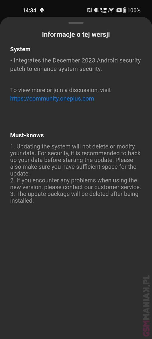 OnePlus Nord 2 5G nowa aktualizacja grudzień 2023