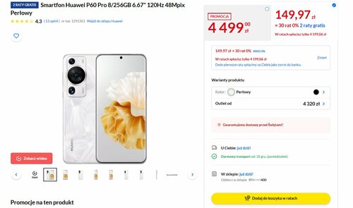 HUAWEI P60 Pro promocja RTV Euro AGD