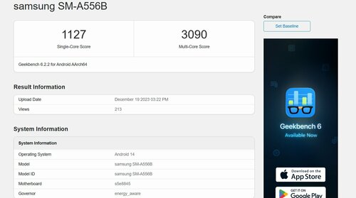 Samsung Galaxy A55 5G Geekbench