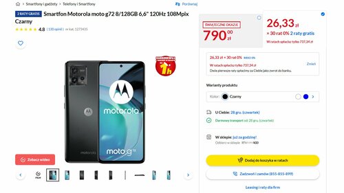 Motorola Moto G72 promocja RTV Euro AGD