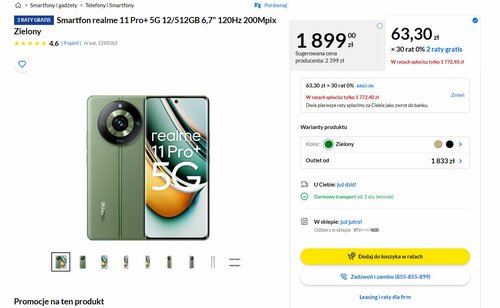 realme 11 Pro+ 5G 12/512 GB promocja RTV EURO AGD