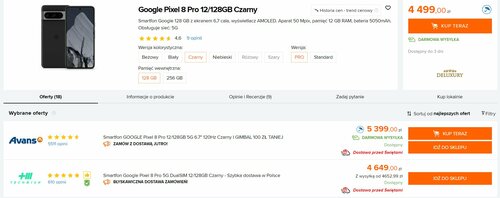 Google Pixel 8 Pro w polskiej sprzedaży/ fot. Ceneo