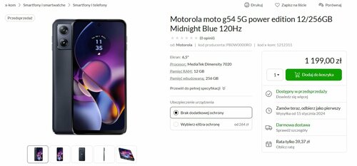 Motorola moto g54 5G power edition 12/256GB cena w polskich sklepach
