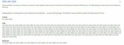 Samsung aktualizacja zabezpieczeń dla smartfonów Galaxy styczeń 2024