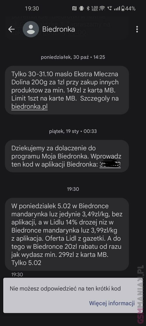 Biedronka Lidl SMS Mandarynki