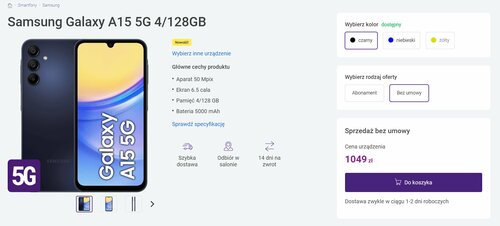 Samsung Galaxy A15 5G cena w Polsce