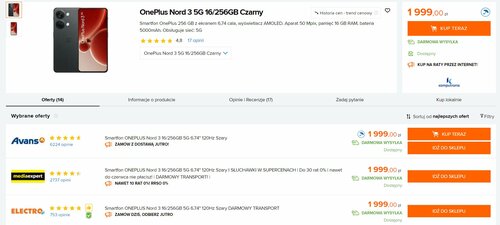 OnePlus Nord 3 5G 16/256 GB Ceneo telefony
