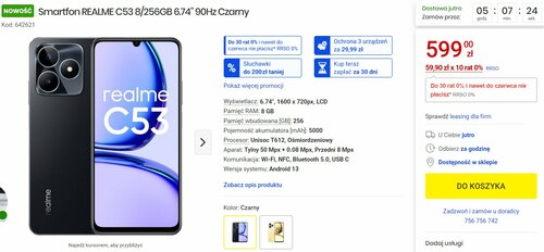 realme C53 8/256 GB promocja Media Expert