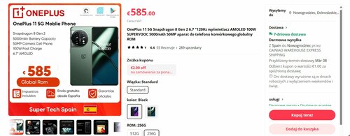 OnePlus 11 5G 16/256 GB promocja
