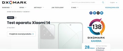 Xiaomi 14 w teście aparatu DxOMark