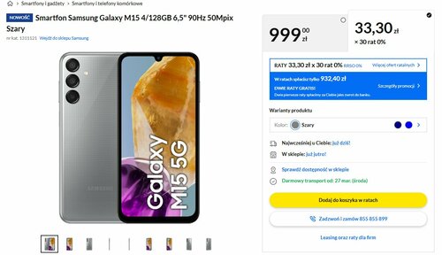 Samsung Galaxy M15 5G cena w Polsce