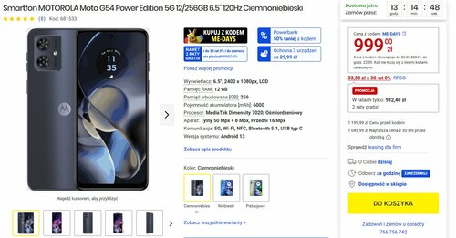 Motorola Moto G54 Power Edition promocja Media Expert