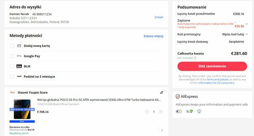 Xiaomi POCO X6 Pro promocja AliExpress