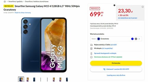 Samsung Galaxy M15 promocja RTV EURO AGD