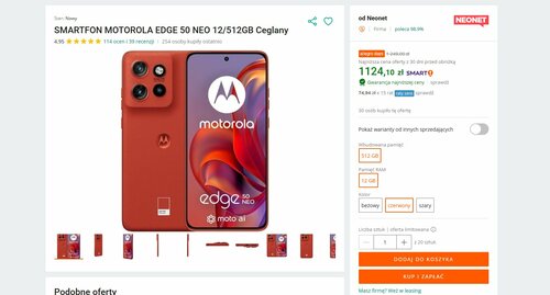 Motorola Edge 50 Neo promocja Allegro Neonet