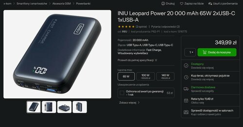 INIU Leopard 65W 20000 mAh