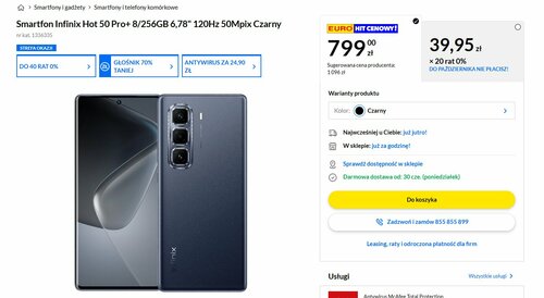 Infinix HOT 50 Pro+ promocja RTV EURO AGD