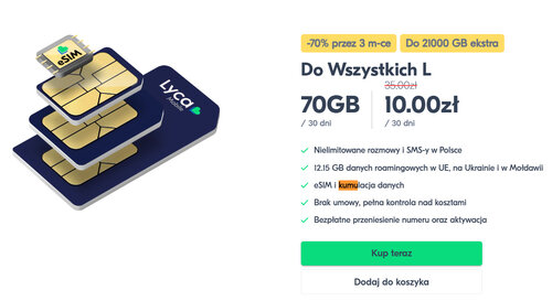 Oferta na kartę Lycamobile