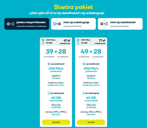 nju światłowód i nju subskrypcja