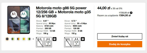Motorola Moto G86 5G Power i Motorola Moto G35 5G w Orange