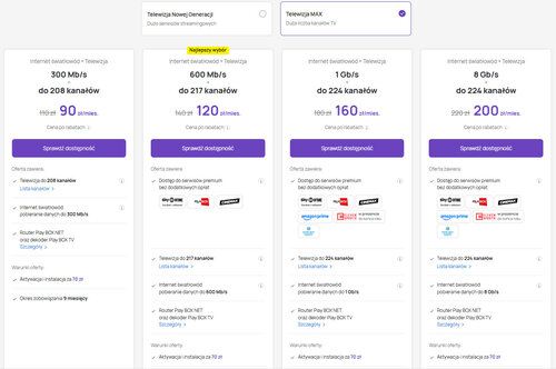 Nowy światłowód Play + TV