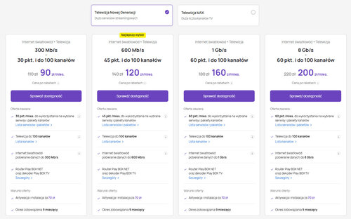 Nowy światłowód Play + TV