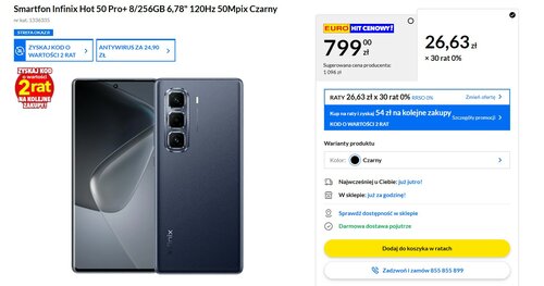 Infinix HOT 50 Pro+ w promocji sklepu RTV EURO AGD