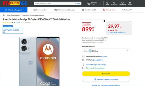 Motorola edge 50 fusion 8/256 GB w promocji sklepu RTV EURO AGD