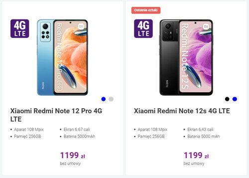 Xiaomi Redmi Note 12 4G i Xiaomi Redmi Note 12s