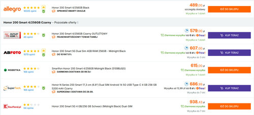 Ceny Honor 200 Smart