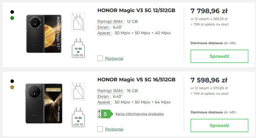 Honor Magic V3 i Honor Magic V5