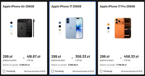 iPhone Air, iPhone 17 i iPhone 17 Pro