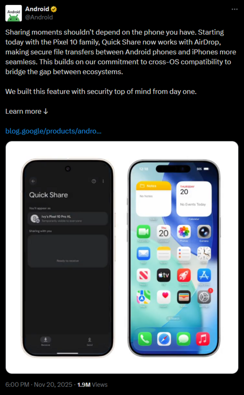 Quick Share AirDrop Google Apple