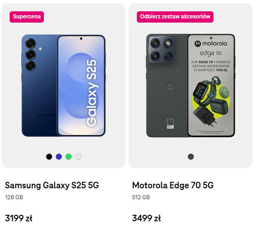 Samsung Galaxy S25 i Motorola Edge 70